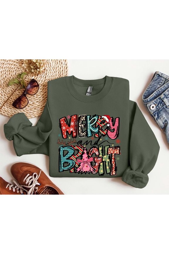 Merry and Bright Sweatshirt, Christmas Shirts, Family Christmas Hoodies, Christmas Sweatshirts for Women, Merry Christmas Sweatshirt