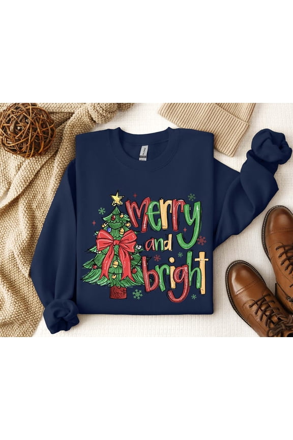 Merry and Bright Sweatshirt, Christmas Shirts, Family Christmas Hoodies, Christmas Sweatshirts for Women, Merry Christmas Sweatshirt