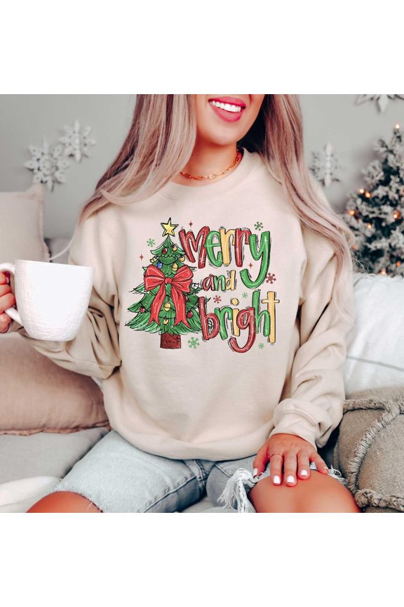 Merry and Bright Sweatshirt, Christmas Shirts, Family Christmas Hoodies, Christmas Sweatshirts for Women, Merry Christmas Sweatshirt