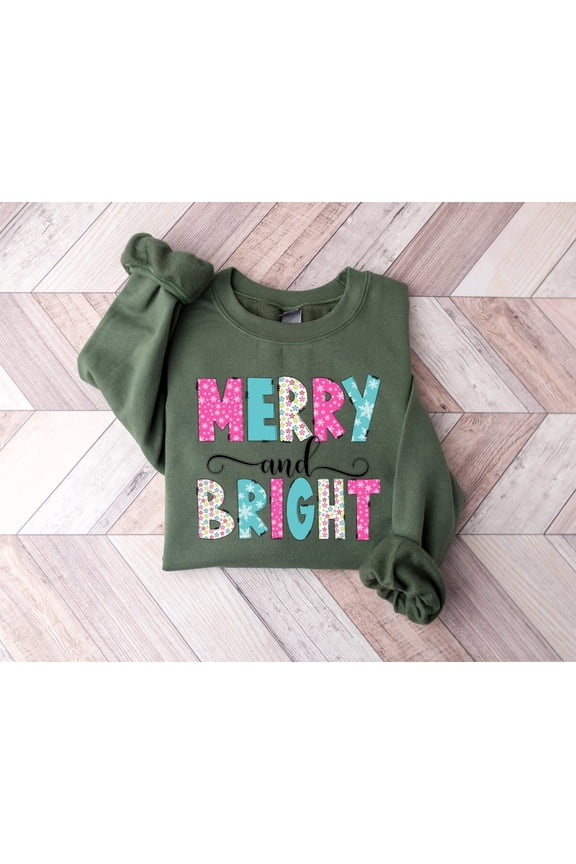 Merry and Bright Sweatshirt, Christmas Sweatshirt, Christmas Sweatshirts for Women, Family Christmas Sweatshirt, Merry Christmas Sweatshirt