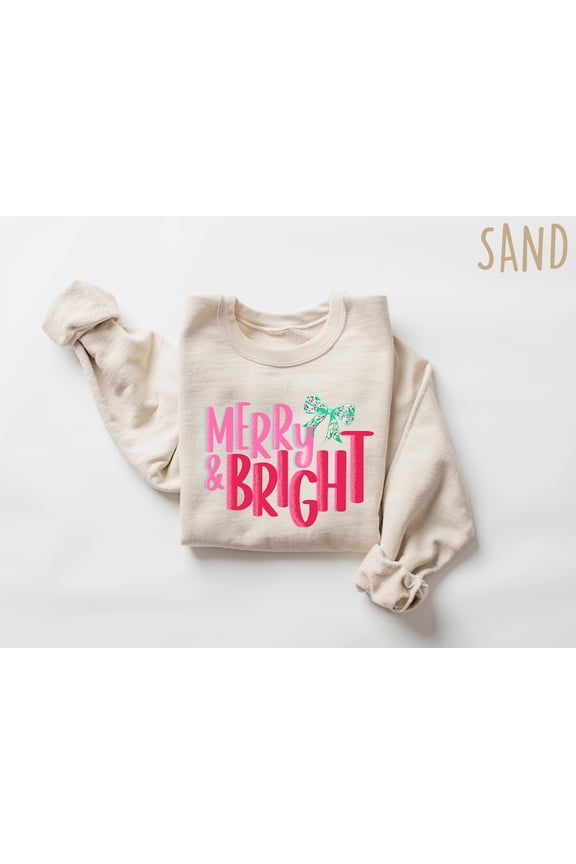 Merry and Bright Sweatshirt, Christmas Sweatshirt, Family Christmas Sweatshirt, Christmas Sweatshirts for Women, Merry Christmas Sweatshirt