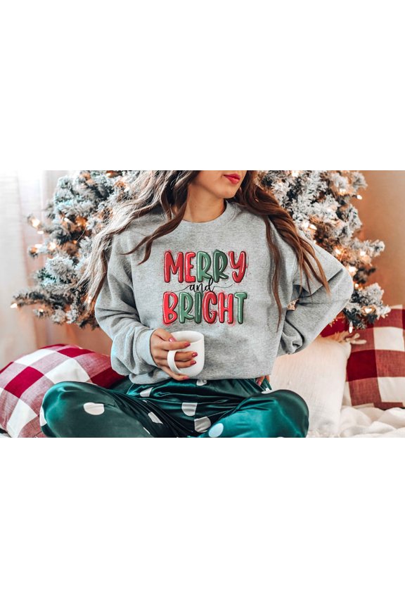 Merry and Bright Sweatshirt, Christmas Sweatshirt, Family Christmas Sweatshirt, Christmas Sweatshirts for Women, Merry Christmas Sweatshirt