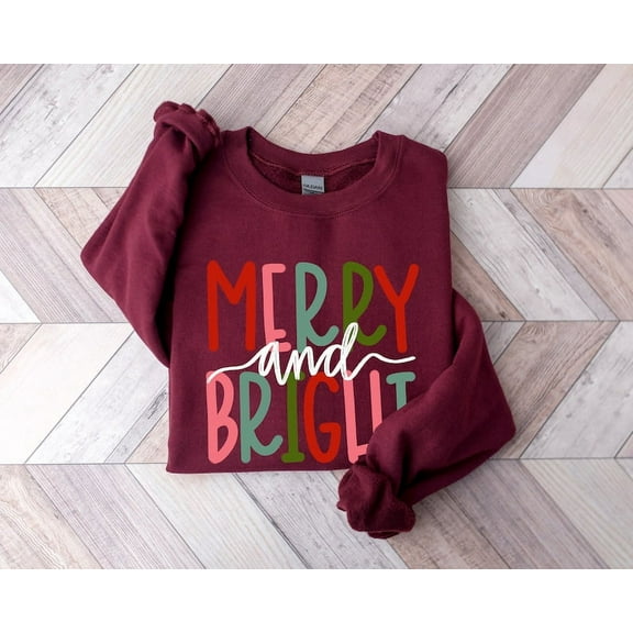 Merry and Bright Sweatshirt, Christmas Sweatshirt, Family Christmas Sweatshirt, Christmas Sweatshirts for Women, Merry Christmas Sweatshirt