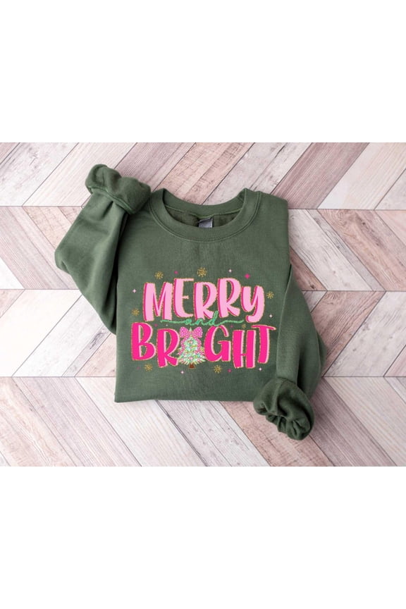 Merry and Bright Sweatshirt, Christmas Sweatshirt, Family Christmas Sweatshirt, Christmas Sweatshirts for Women, Merry Christmas Sweatshirt