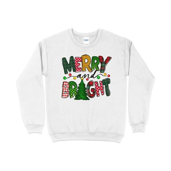 Merry and Bright Sweatshirt, Merry Christmas Shirt for Women, Christmas Crewneck