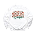 thumbnail image 1 of Merry and Bright Sweatshirt Retro Green and Red Check Christmas Pullover White Sweatshirt Youth X-Small, 1 of 5