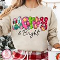 thumbnail image 1 of Merry and Bright T-Shirt, Coquette Christmas Tee, Brushstroke Holiday Shirt, Holly Jolly Graphic Tee, Christmas Tree T-Shirt, 1 of 5