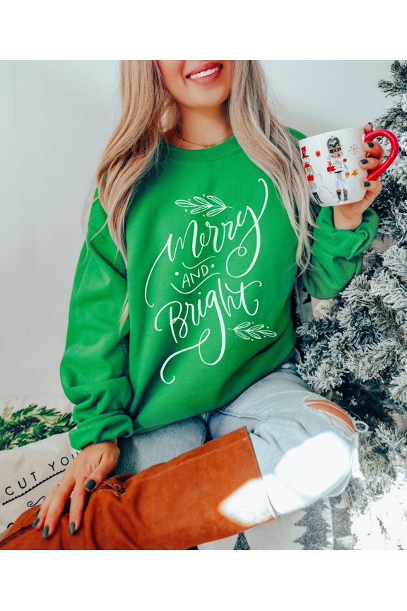 Merry and Bright T-Shirt, Womens Christmas T-Shirt, Merry Christmas Shirt, Christmas T-Shi