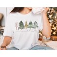 thumbnail image 1 of Merry and Bright Trees Womens Christmas Shirt Cute Holiday Tee Chic Winter Xmas Gift Top,White Color,Size L, 1 of 5