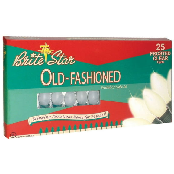 CC Christmas Decor Frosted C7 Christmas Lights  - White - 25ft Green Wire - 25ct