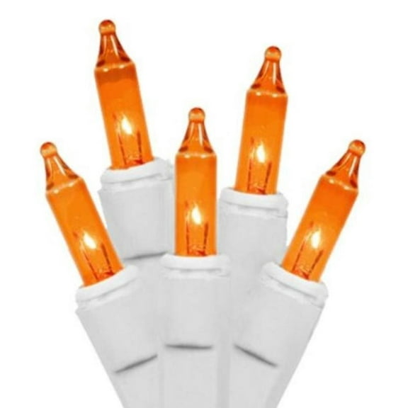 Merry and Light Mini Christmas Light Set - Orange - 9.1ft White Wire - 50ct