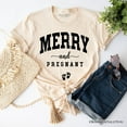 thumbnail image 1 of Merry and Pregnant T‑Shirt, Baby Announcement Christmas Tee for New Mom, 1 of 10