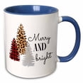 thumbnail image 1 of Merry and bright. Black lettering and fun pines on white background. 15oz Two-Tone Blue Mug mug-328462-11, 1 of 3