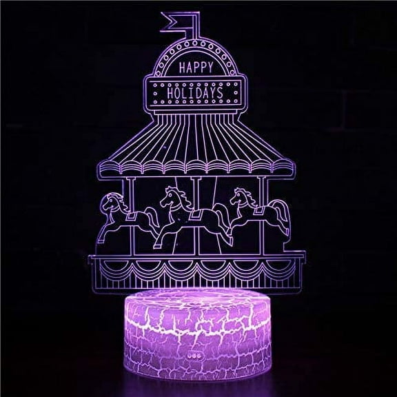 Merry-go-round 3D Night Light,3D Illusion Lamp 16 Color Change Decor Lamp with Remote Control for Living Bed Room Bar Gift Toys - Gifts for Kids and Room Decor