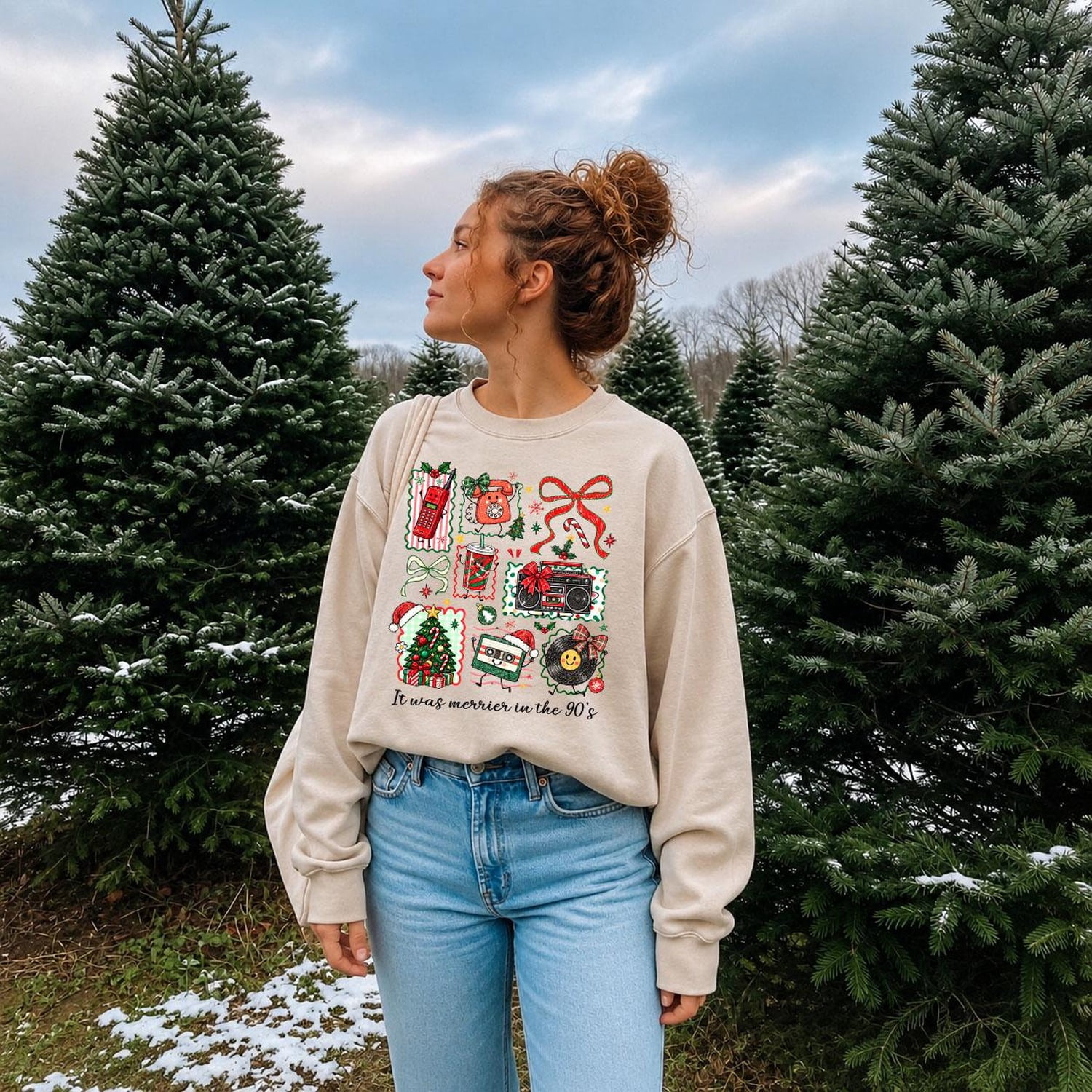 Merry in the 90s Christmas Icons Unisex Classic-Fit Sweatshirt, 50/50 ...