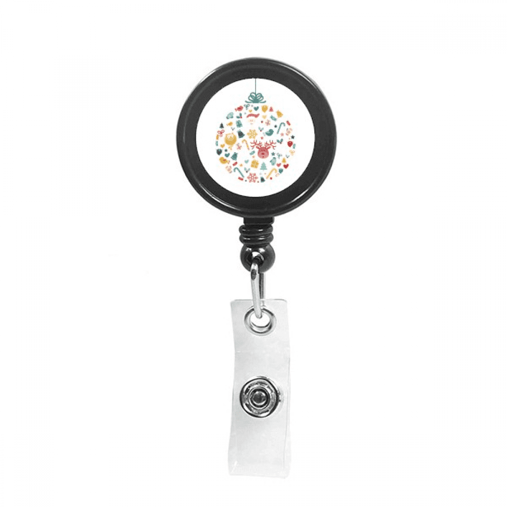 Merry mas Circle Cartoon Portrait Retractable Keychain Badge Holder ID Badge