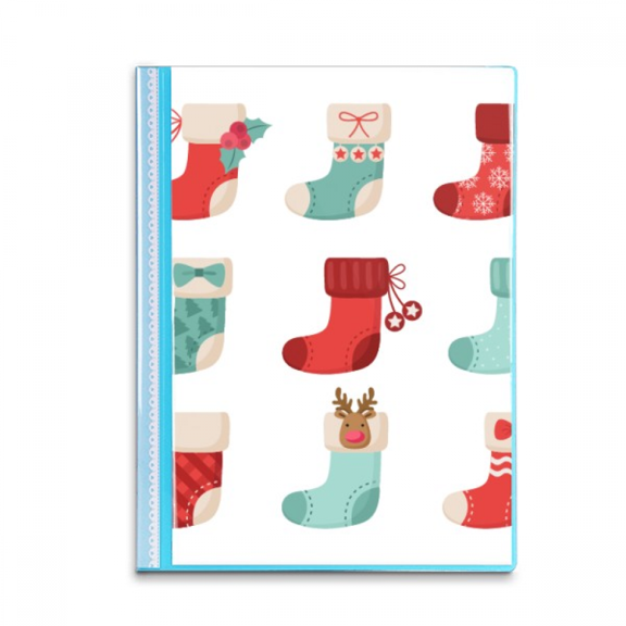 Merry mas Colorful Sock Illustration Book Sheet Protectors Portfolio Binder Folder