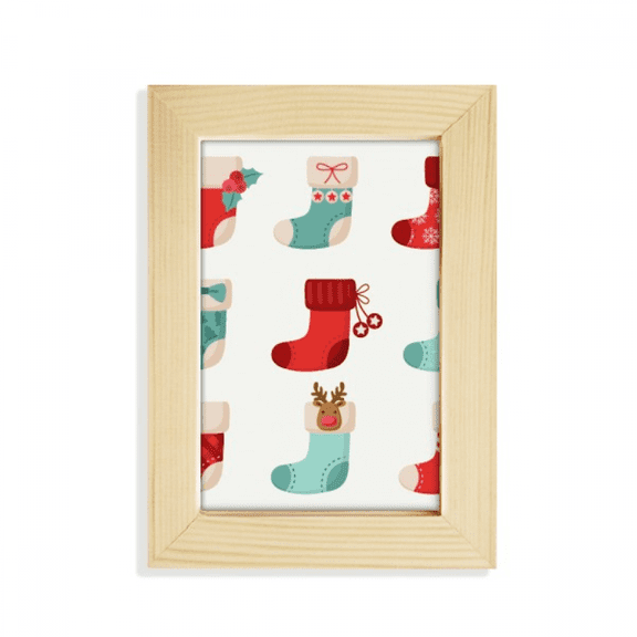 Merry mas Colorful Sock Illustration Desktop Display Photo Frame Picture Art Painting 5x7 inch
