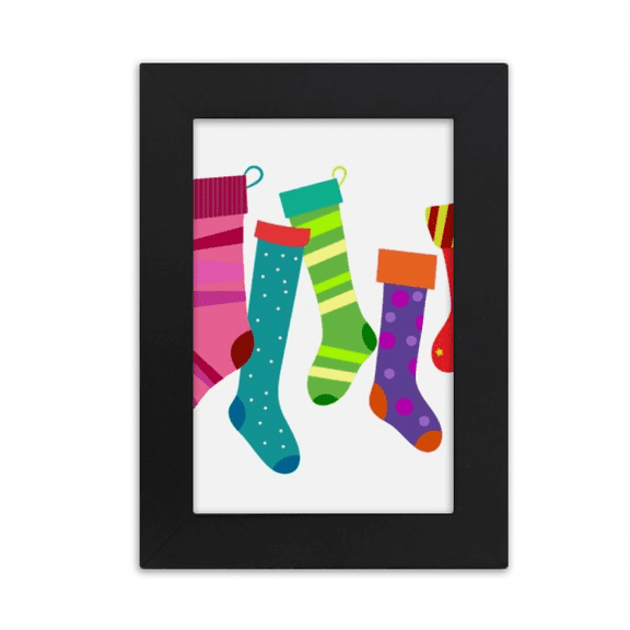 Merry mas Colorful Stockings Illustration Desktop Photo Frame Picture Display Art Painting Exhibit
