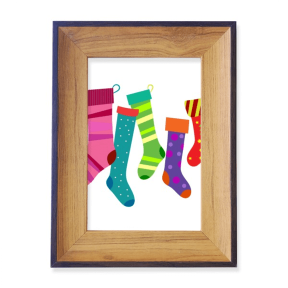 Merry mas Colorful Stockings Illustration Photo Frame Exhibition Display Art Desktop Painting