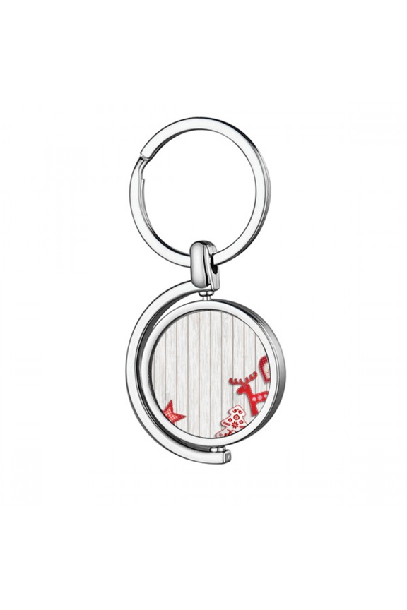 Merry mas Red Moose Star Rotating Keychain Metal Keyring Holder