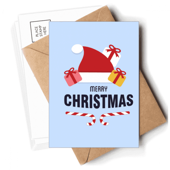 Merry mas Santa Claus Hat Postcards Envelopes Blank Note Cards Mailing