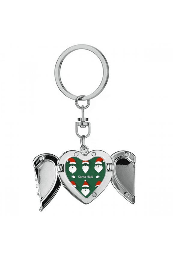 Merry mas Santa Claus Portrait Heart Angel Wing Key Chain Holder