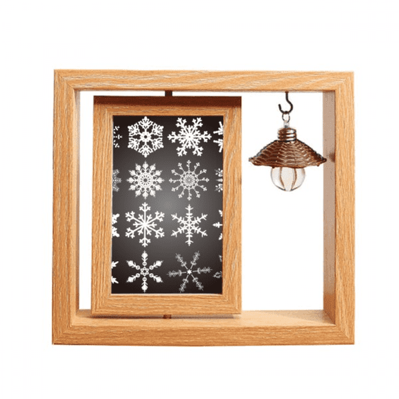 Merry mas Snowflake Illustration Wooden Rotating Picture Photo Frame 4x6