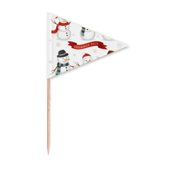 Merry mas Snowflake Snowman Toothpick Triangle Cupcake Toppers Flag