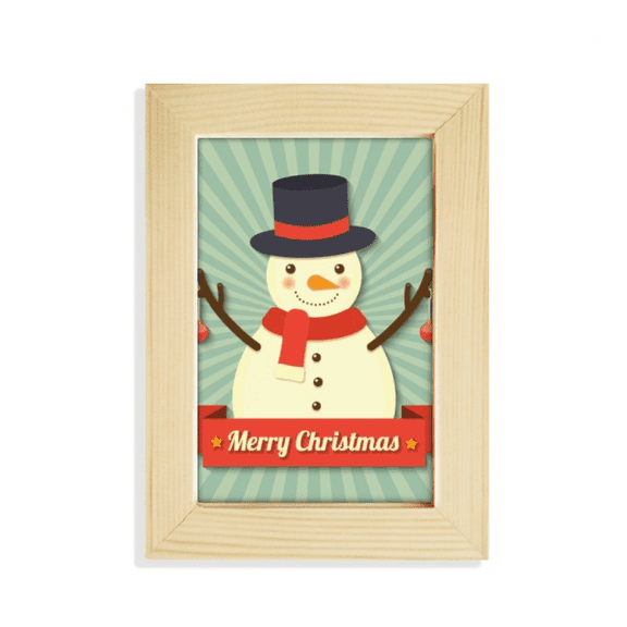 Merry mas Snowman Cartoon Illustration Desktop Display Photo Frame Picture Art Painting 5x7 inch
