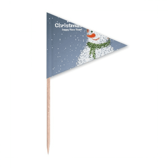 Merry mas Snowman Festival Toothpick Triangle Cupcake Toppers Flag