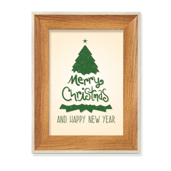 Merry mas Tree Green Illustration Desktop Wooden Photo Frame Display Picture Art Painting Multiple Sets