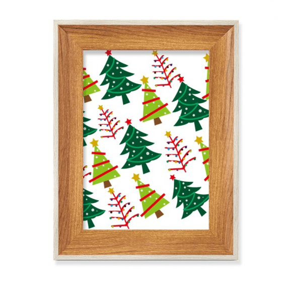 Merry mas Tree Green Illustration Desktop Wooden Photo Frame Display Picture Art Painting Multiple Sets