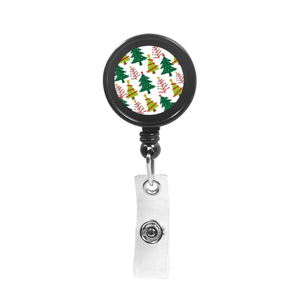 Merry mas Tree Green Illustration Retractable Keychain Badge Holder ID Badge