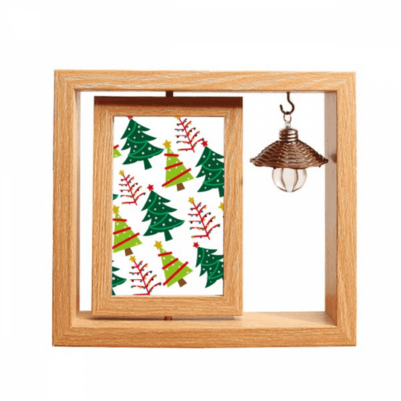 Merry mas Tree Green Illustration Wooden Rotating Picture Photo Frame 4x6