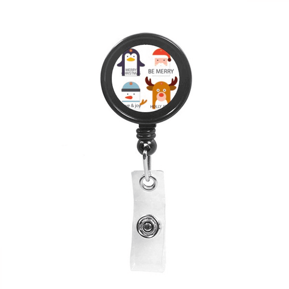 Merry mas Tree Reindeer Portrait Retractable Keychain Badge Holder ID Badge