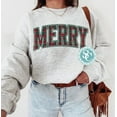 thumbnail image 1 of Merry plaid crewneck, Merry Christmas, Christmas sweatshirt, Christmas plaid crewneck, 1 of 4