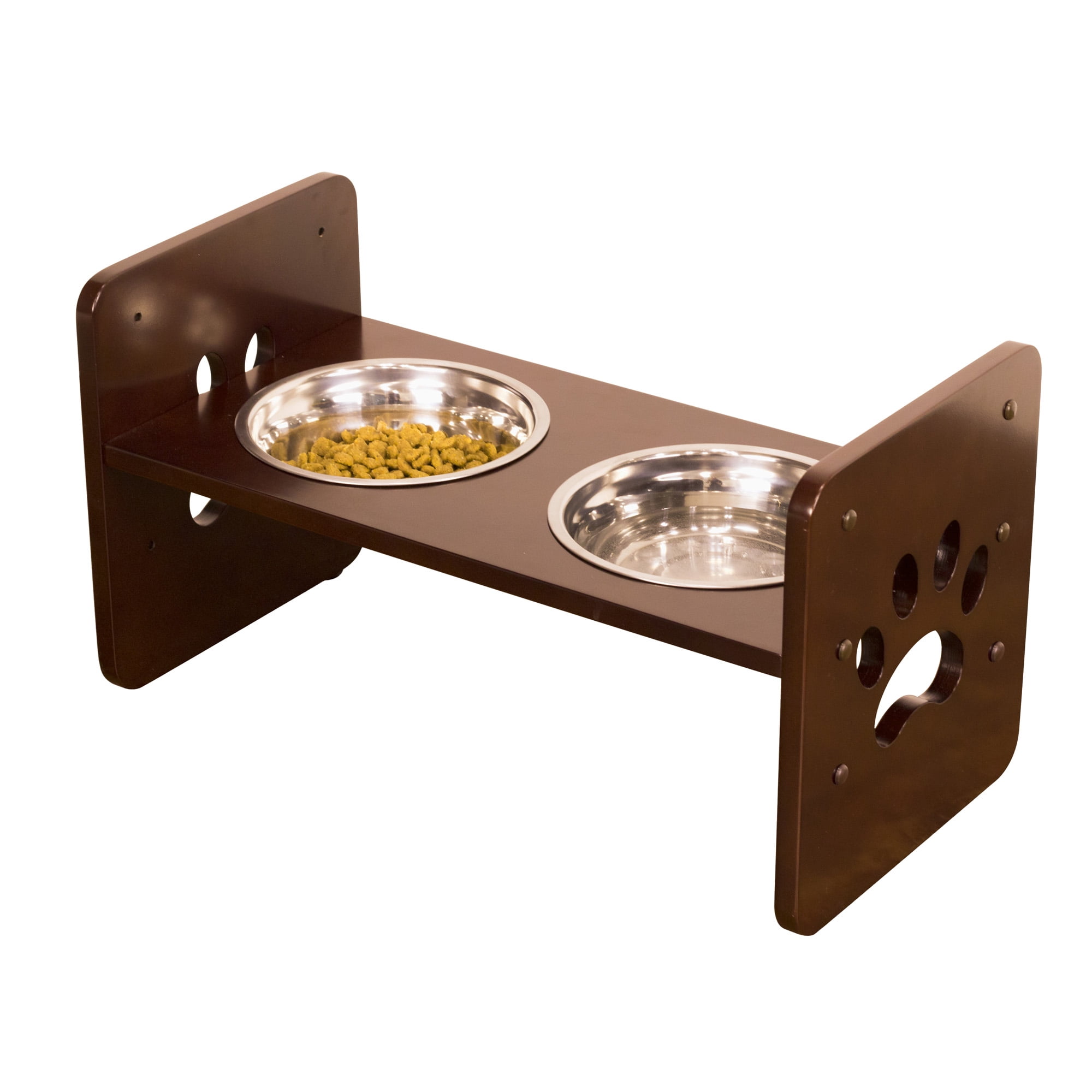 Contemporary Home Living 20" Brown Durable Adjustable Pet Feeder