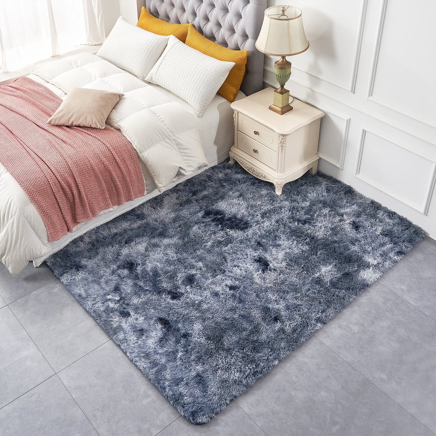 MerryHome Soft Plush Faux Fur Area Rug, Fuzzy Carpet Decor Rug for Bed Room,Gray(3x5 Feet)