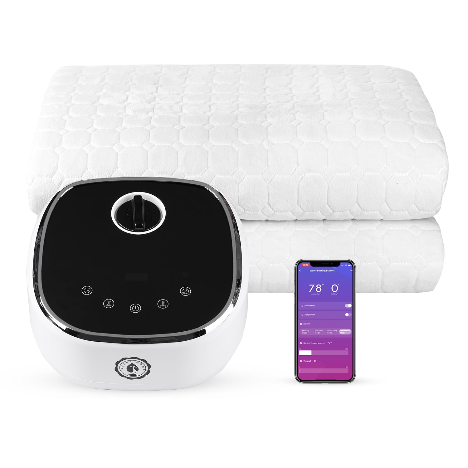 MerryHome Water Heated Mattress Pad Topper King,Works with Wireless Remote  Control u0026 APP - Walmart.com