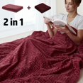 thumbnail image 1 of MerryLife Weighted Blanket 20 lbs 60" X 80" Queen Size | Duvet Cover Removable | Glass Beads Filling Heavy Blanket Burgundy, 1 of 6