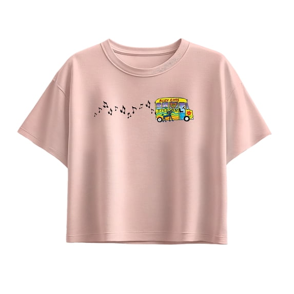 MerryMakers - Ptc Bus Horizontal Chest Girls' Short Sleeve Boxy Graphic T-Shirt