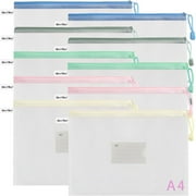 MerryNine 10 Pack Mesh Zipper Pouch Document Bag, A4 Waterproof Plastic Folders Document Pouch for School Office Supplies, Filing Envelopes Organizing Storage(A4-13.0"x9.0" )