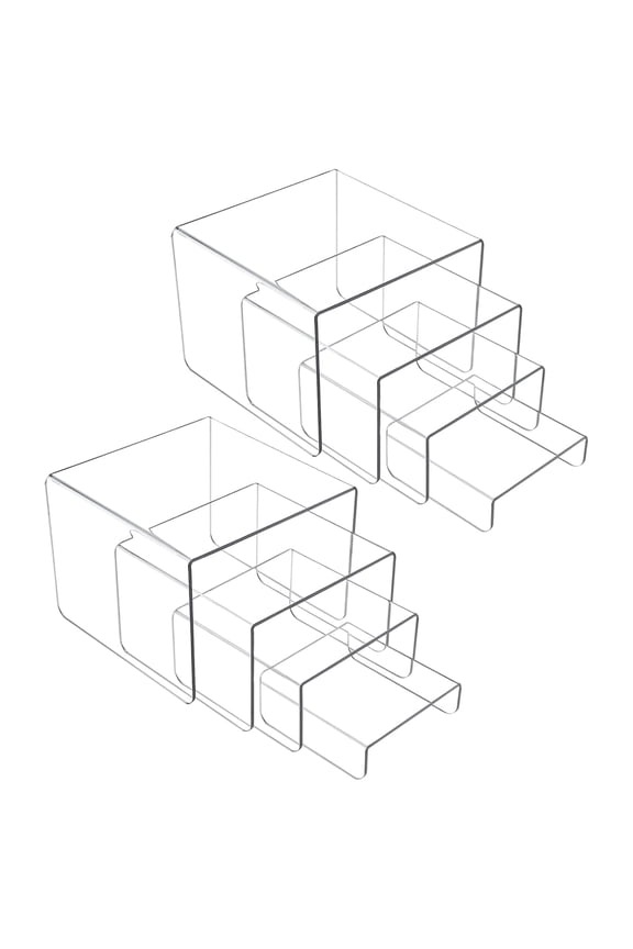 8 Pack Clear Acrylic Display Risers Stand, 4-Tier Square Display for Cupcakes, Figurines, Cosmetics, Collectibles Retail Display, H: 6.3"/5.5"/4.7"/3.4"