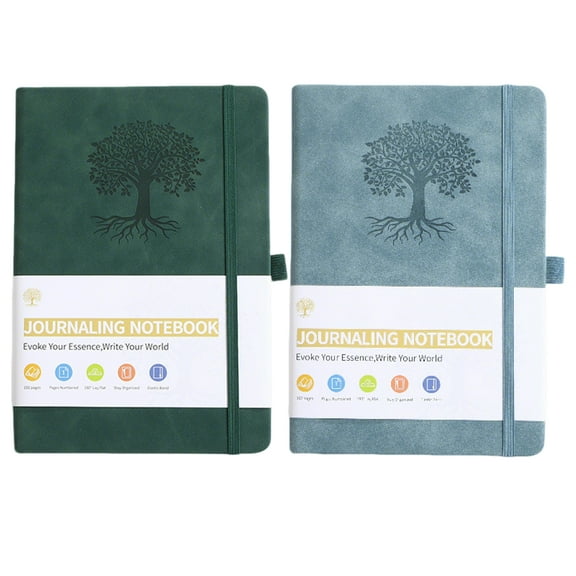 MerryNine 2 Pack A5 Lined Journal Notebook, 192 Pages, 8.3" x5.7" Embossed Hardcover Notebook