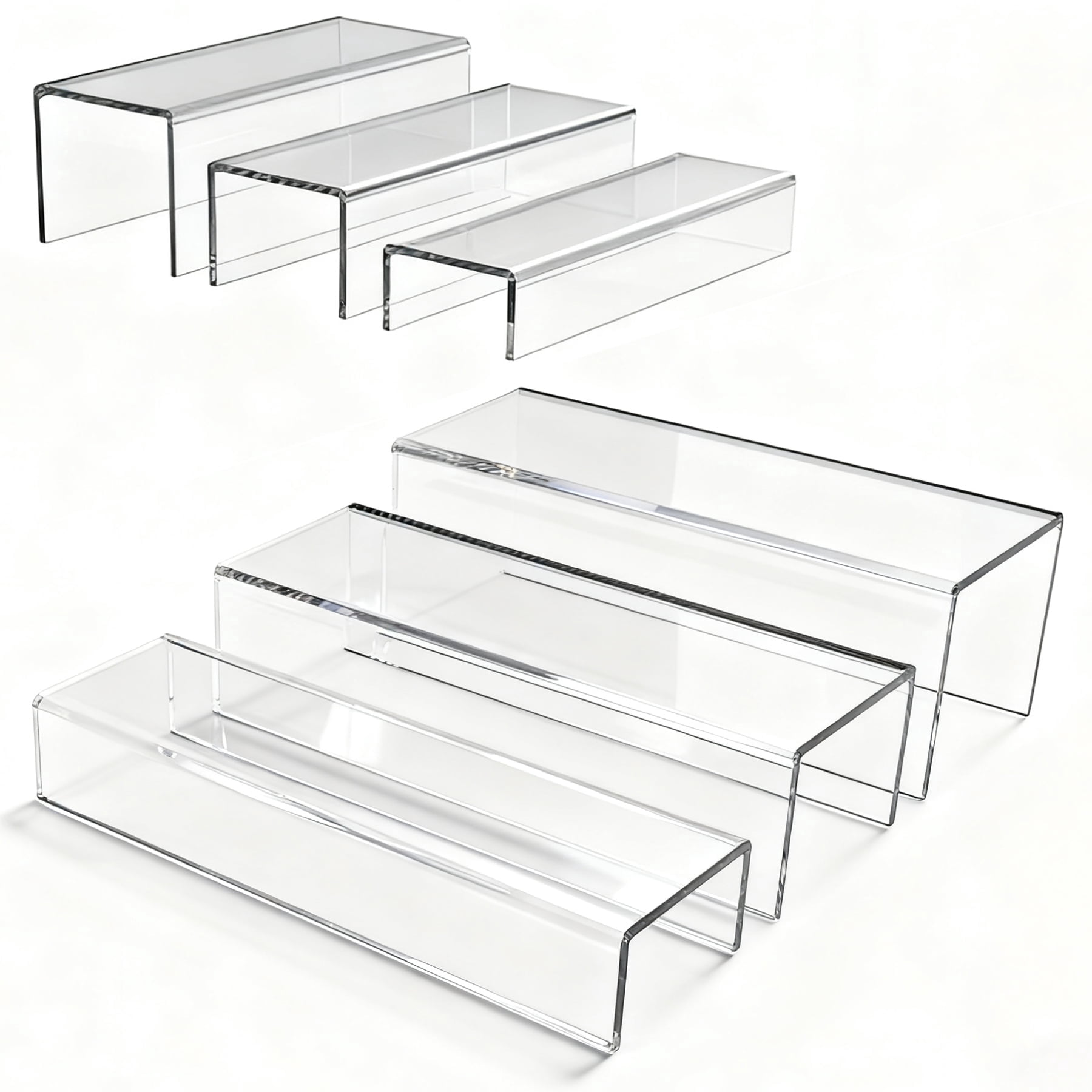 MerryNine Acrylic Risers, 6 Pcs 2 Set 8.6”L Clear Display Stand ...