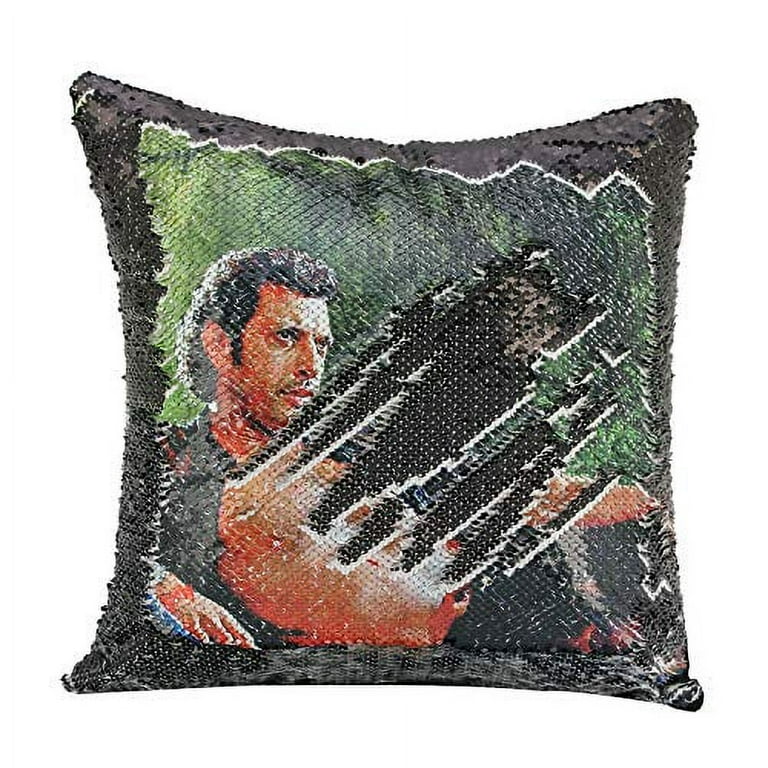 Merrycolor Sequin Pillow Cover Jeff Goldblum Magic Reversible Mermaid Throw Pillow Cover for Couch Decorative Cushion Cover Funny Pillow Gifts 16 x 16