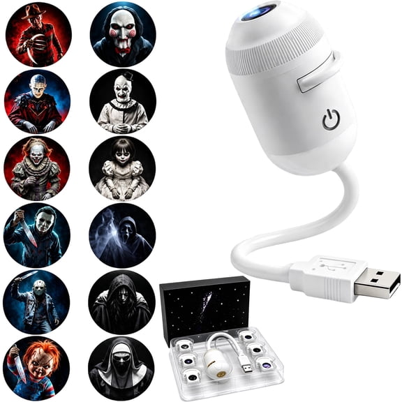 Merryglass Car Window Projector, USB Powered Flexible Gooseneck, 12/24 Spooky Patterns