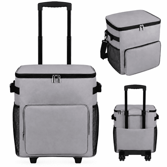 Merryhome Cooler with Wheels, 60-Can 40 Qt Rolling Cart Soft Cooler Bag, Foldable Leak-Proof Cold Retention Cooler for Camping, Beach, Grocery