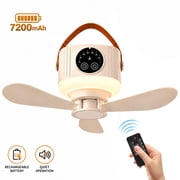Merryhome 2 in 1 Portable Camping Fan with Light, 7200mAh Rechargeable Tent Fan with Remote, Digital Display, 4 Speeds, 4 Timer Settings, LED Lantern for Camping RV Travel, Khaki deal from Walmart
